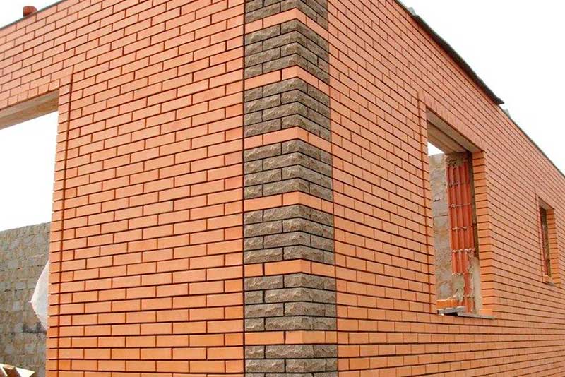 Стена из керамического блока с облицовочным кирпичом